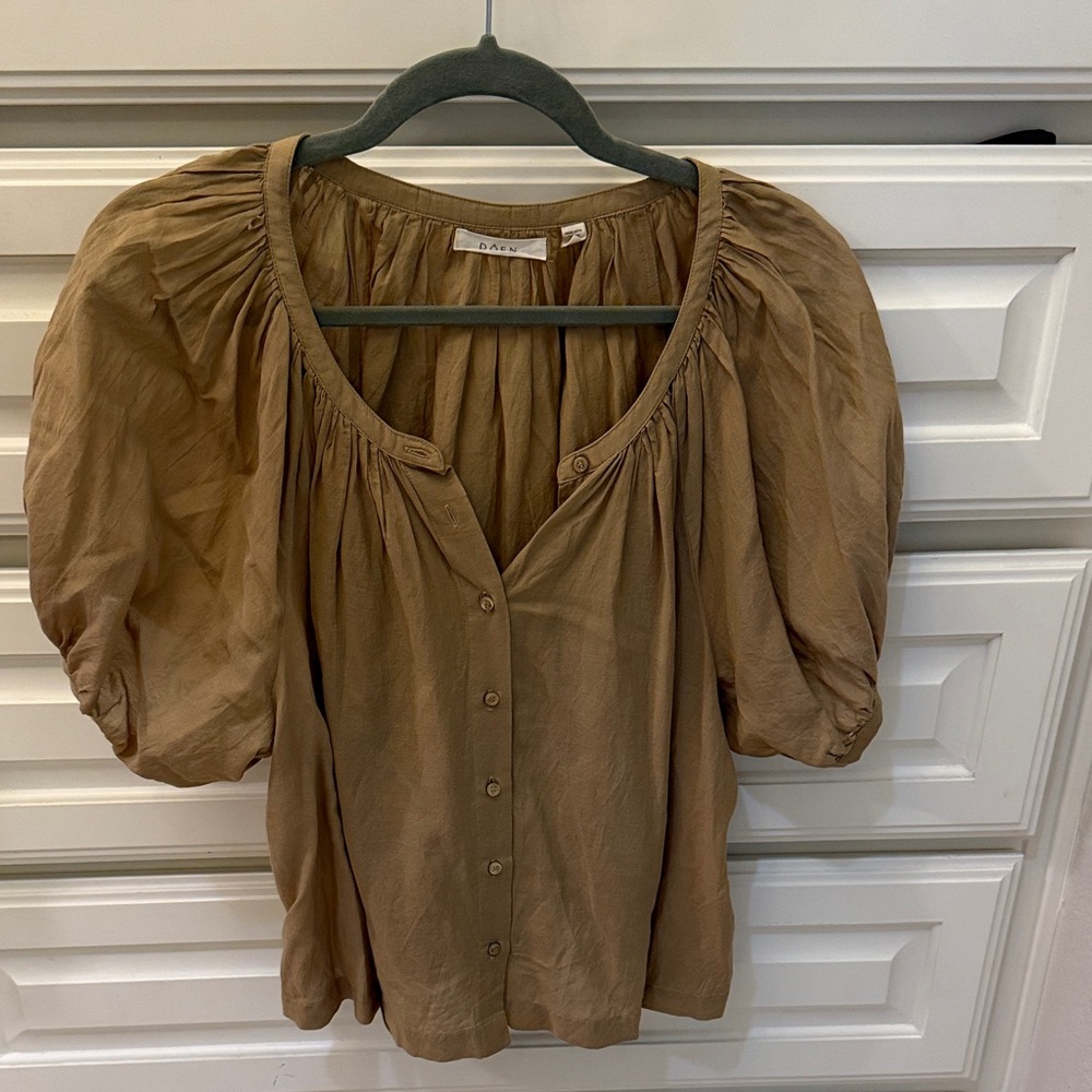 DÔEN June Blouse, Small, Tan/Sand
